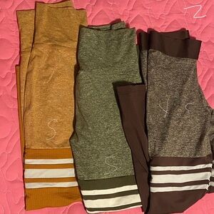 Bombshell sportswear thigh highs. Bottoms in Green, Brown, and Tan